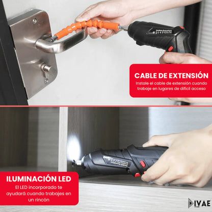 Kit destornillador eléctrico + 47 Piezas + Maletin