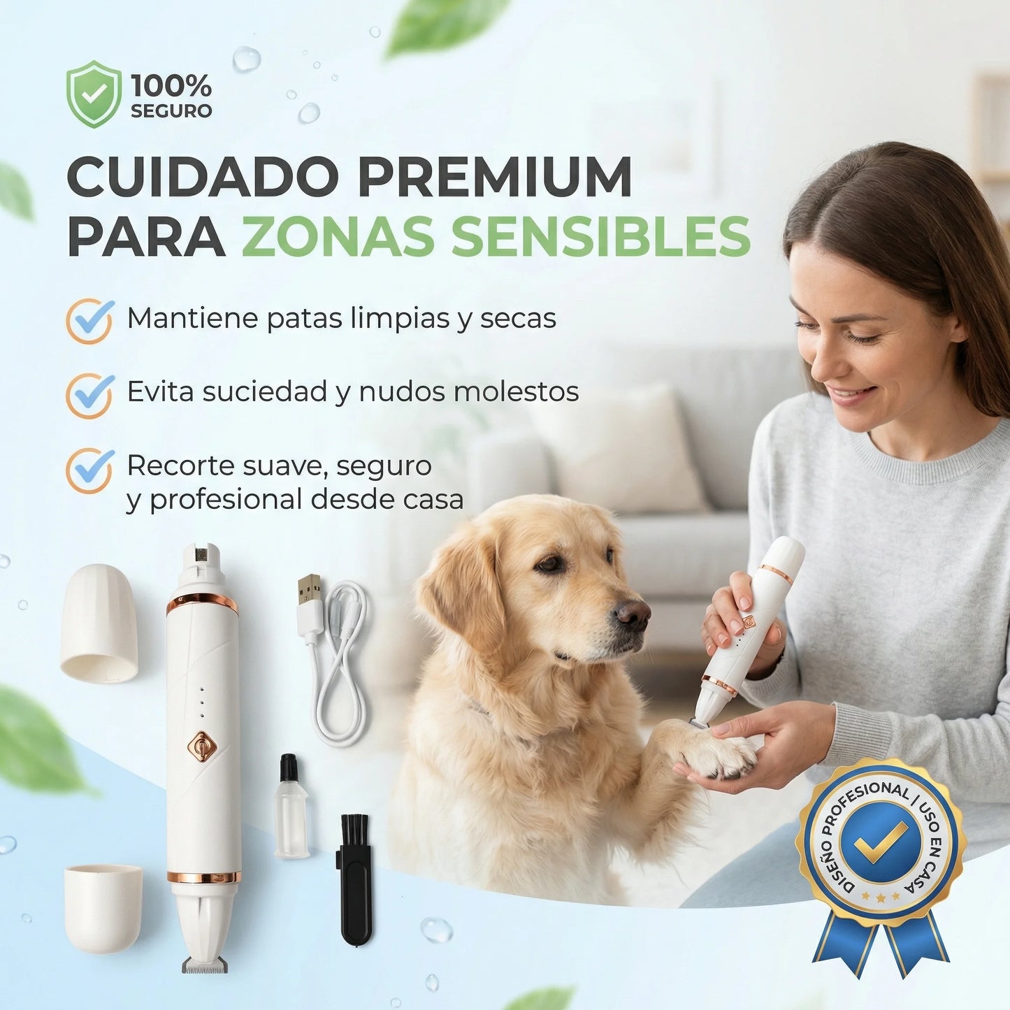 KIT DE ASEO PROFESIONAL. RASURADORA DE PELO Y LIJADORA DE UÑAS
