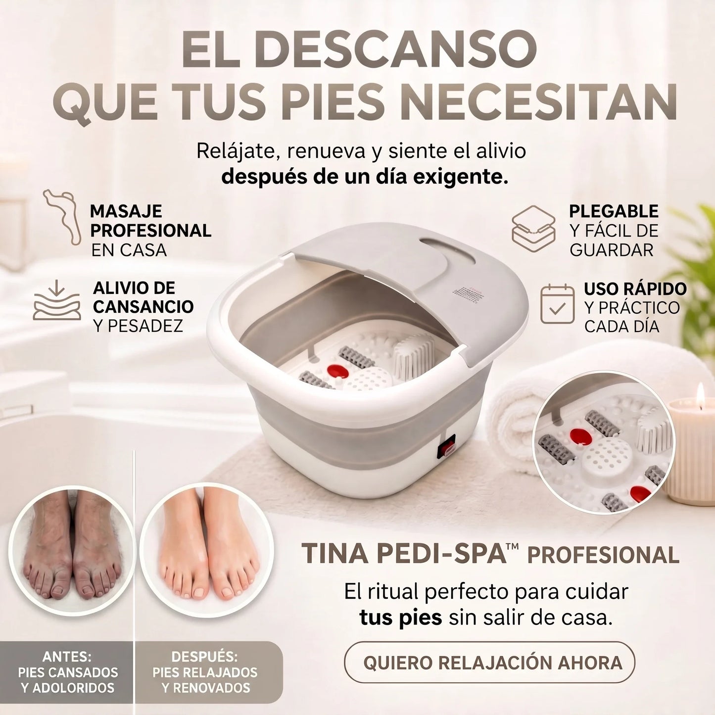TINA PEDI-SPA™ PROFESIONAL. EL DESCANSO QUE TUS PIES NECESITAN
